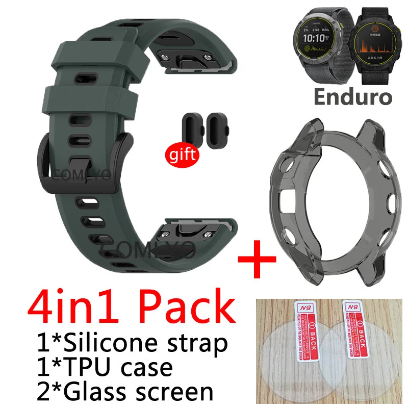 Быстросъемный ремешок 4 в 1 для Garmin Enduro, силиконовый браслет для Enduro, чехол + Защитное стекло для экрана + Пылезащитная заглушка
Быстросъемный ремешок 4 в 1 для Garmin Enduro, силиконовый браслет для Enduro, чехол + Защитное стекло для экрана + Пылезащитная заглушка