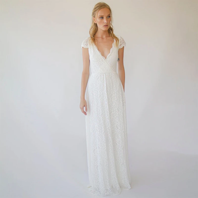 V Neck Cap Sleeve Lace Side Zipper A Line Wedding Dress Bridal Gown Vestido De Noiva robes de mariées
V Neck Cap Sleeve Lace Side Zipper A Line Wedding Dress Bridal Gown Vestido De Noiva robes de mariées