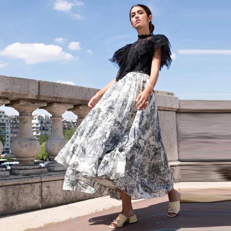 Fashion High Quality Summer New Women Vintage Party Lace Ruffled Sexy Patchwork Printed Chiffon Elegant Casual Chic Long Dress
Fashion High Quality Summer New Women Vintage Party Lace Ruffled Sexy Patchwork Printed Chiffon Elegant Casual Chic Long Dress