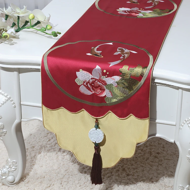 Custom Fine Embroidery Fish Table Runner Home Decor Rectangle Coffee Table Pad Christmas Party Chinese Silk brocade Tablecloth
Custom Fine Embroidery Fish Table Runner Home Decor Rectangle Coffee Table Pad Christmas Party Chinese Silk brocade Tablecloth