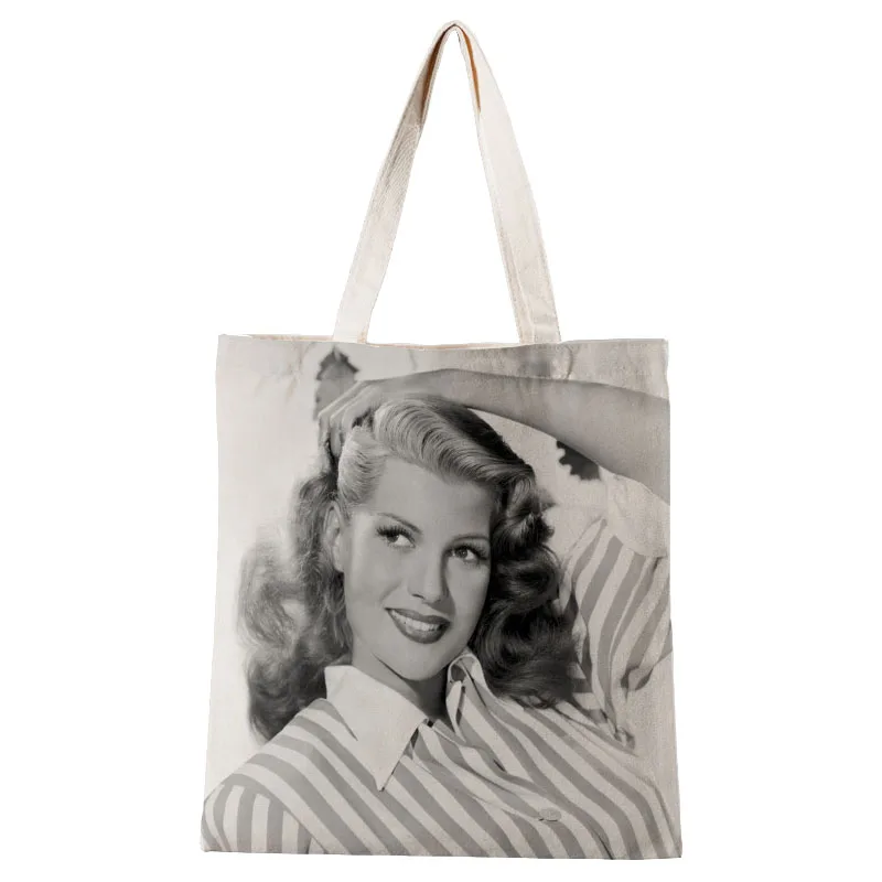 Ladies Handbags Rita Hayworth Canvas Tote Bag Cotton Cloth Shoulder Shopper Bags for Women Eco Foldable Reusable Shopping Bags
Ladies Handbags Rita Hayworth Canvas Tote Bag Cotton Cloth Shoulder Shopper Bags for Women Eco Foldable Reusable Shopping Bags