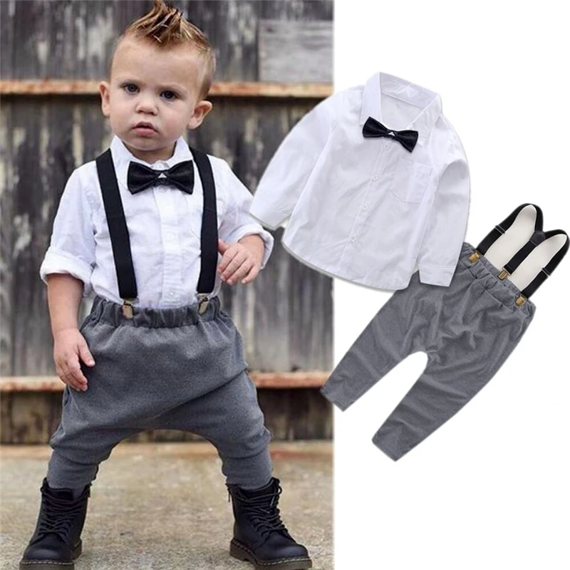 Newborn Baby Boys Clothes White Shirt Long Sleeve Tops Gray Bib Pants Formal Gentleman Outfit Set 2Pcs
Newborn Baby Boys Clothes White Shirt Long Sleeve Tops Gray Bib Pants Formal Gentleman Outfit Set 2Pcs