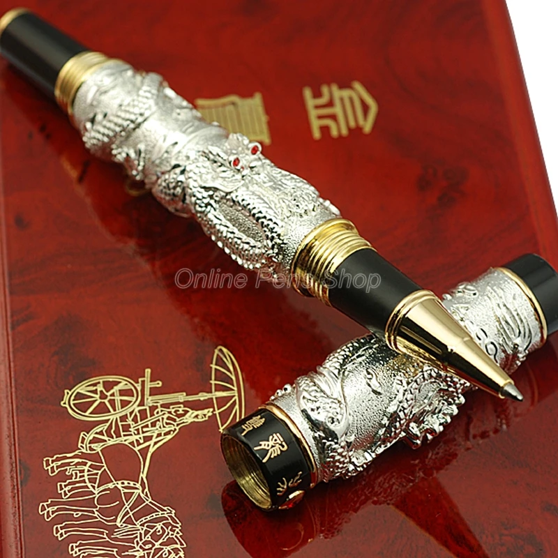 Без подарочной коробки Jinhao, роскошный двойной дракон, играющий жемчуг, резьба по металлу, тиснение, тяжелая ручка, серебро для письма, подарочная ручка-роллер
Без подарочной коробки Jinhao, роскошный двойной дракон, играющий жемчуг, резьба по металлу, тиснение, тяжелая ручка, серебро для письма, подарочная ручка-роллер
