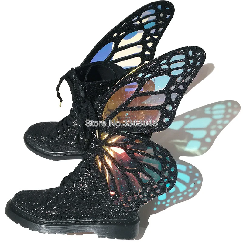 Spring Ladies Flats Laser Shoes Silver Short Boots Big Butterfly Wings Fashion Side Zipper Booties Special Custom Made Shoes
Spring Ladies Flats Laser Shoes Silver Short Boots Big Butterfly Wings Fashion Side Zipper Booties Special Custom Made Shoes