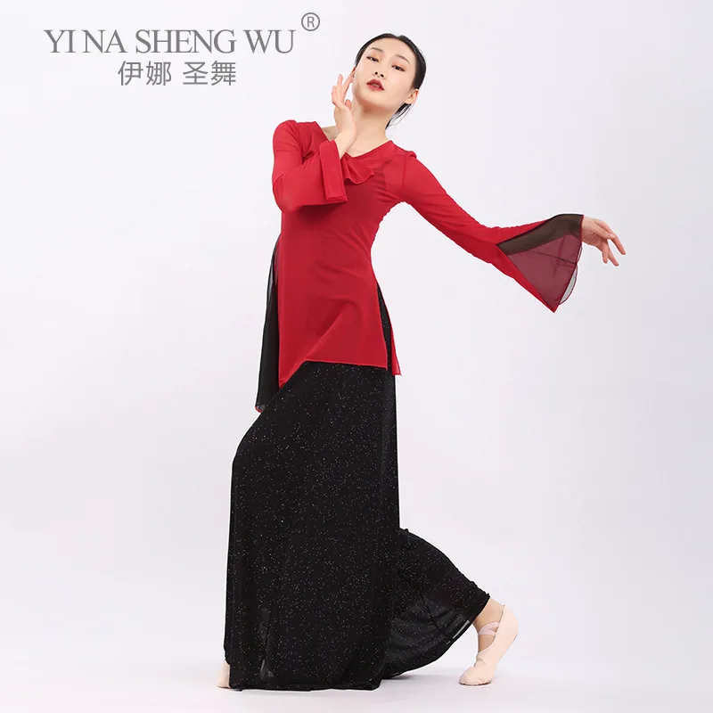 Classical Dance National Modern Long Sleeve Tops Dance Performance Practice Clothes Tops Female Adult Pants Gauze Dance Costumes
Classical Dance National Modern Long Sleeve Tops Dance Performance Practice Clothes Tops Female Adult Pants Gauze Dance Costumes