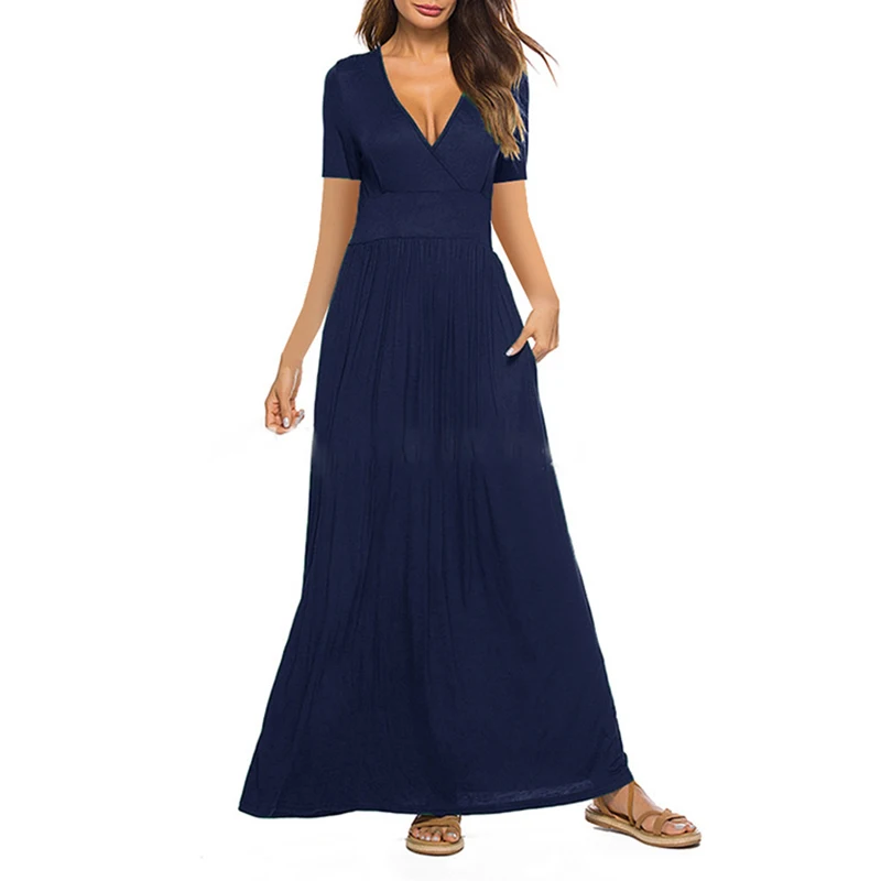 2022 New Summer print Dresses Female V-neck Wrapped Chest Short Sleeve Pocket Dress Lady Sexy Long Evening Dresses Women
2022 New Summer print Dresses Female V-neck Wrapped Chest Short Sleeve Pocket Dress Lady Sexy Long Evening Dresses Women