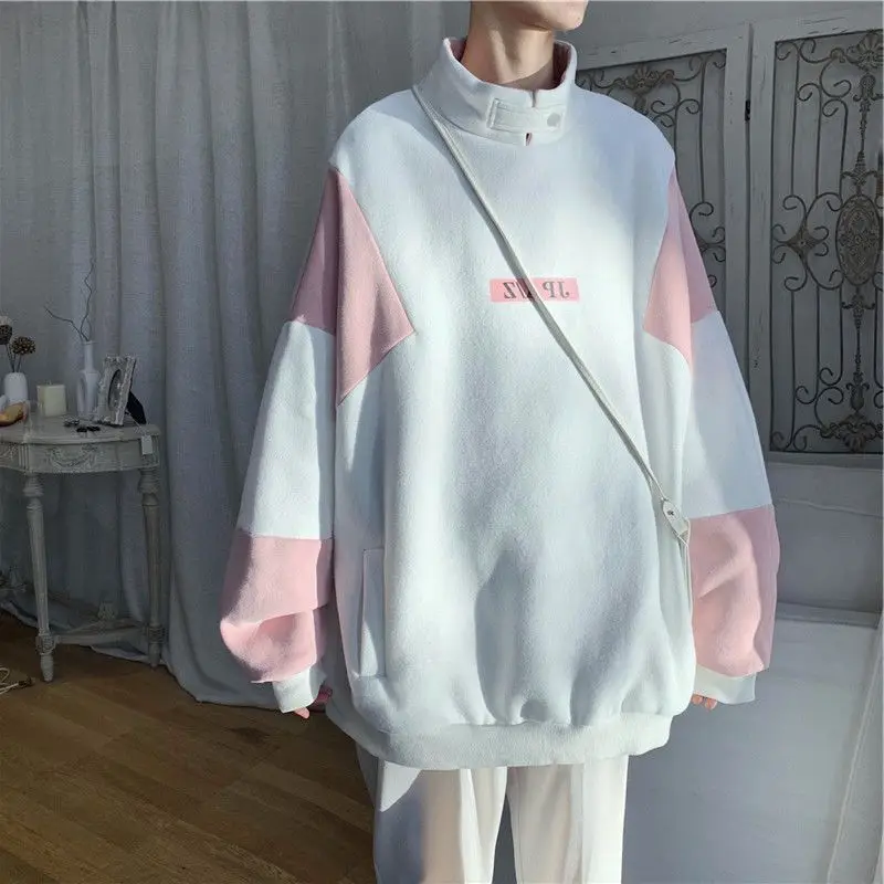 Stand-up collar sweatshirt men's fall/winter plus velvet stitching trend student shirt loose long-sleeved lovers pullover jacket
Stand-up collar sweatshirt men's fall/winter plus velvet stitching trend student shirt loose long-sleeved lovers pullover jacket
