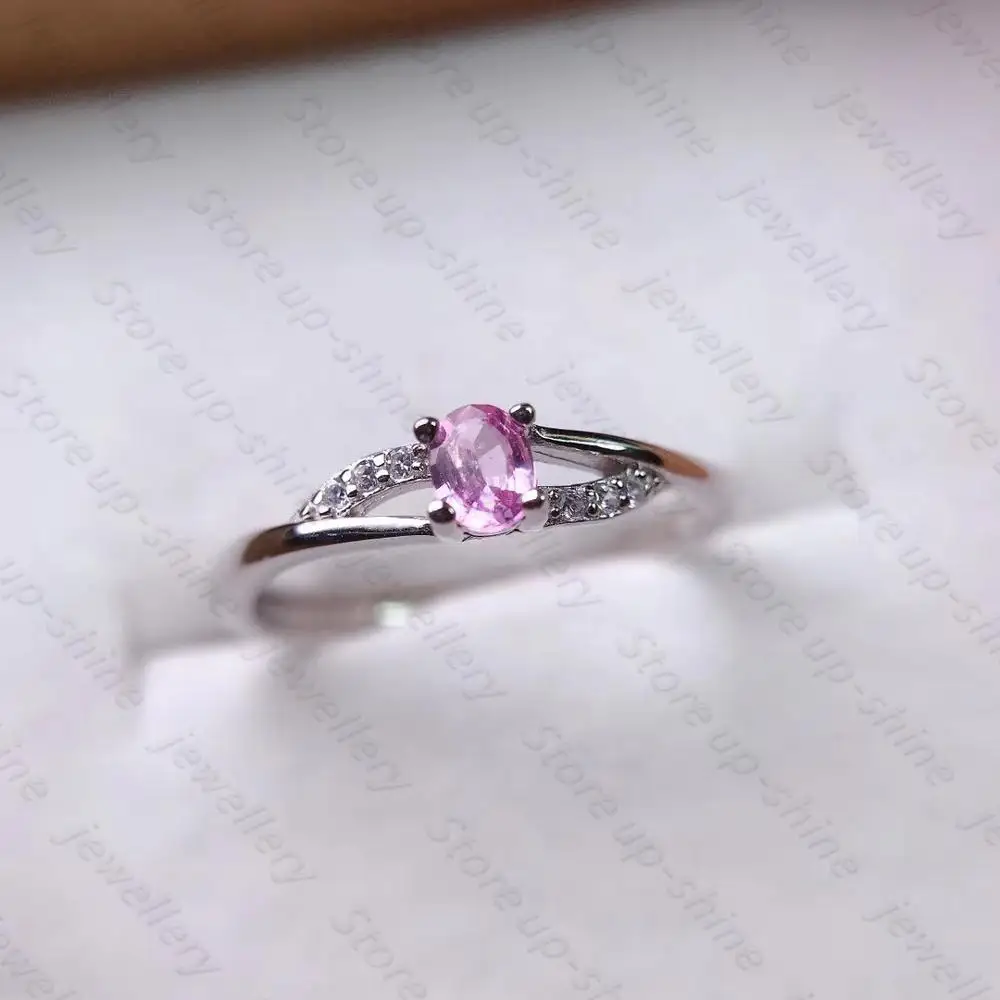 New Pure Natural Paparacha Pink Sapphire 925 Silver Women's Ring Exquisite Simple and Cute
New Pure Natural Paparacha Pink Sapphire 925 Silver Women's Ring Exquisite Simple and Cute