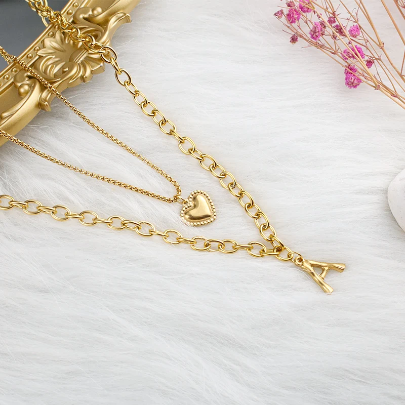 Layered Necklace Stainless Steel Initial Name Necklace Gold A-Z Letter Heart Pendant Couple Man Girl Jewelry Gift
Layered Necklace Stainless Steel Initial Name Necklace Gold A-Z Letter Heart Pendant Couple Man Girl Jewelry Gift