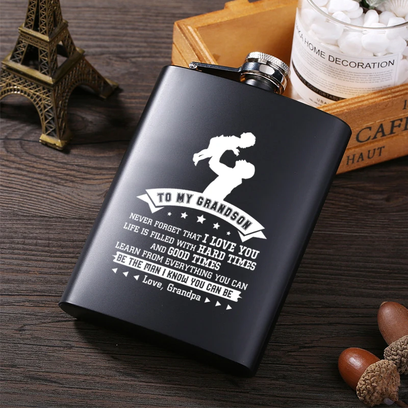 To my Grandson New Mini 8oz All black paint Whisky Flagon Laser 304 Stainless steel alcohol Funnel Flask
To my Grandson New Mini 8oz All black paint Whisky Flagon Laser 304 Stainless steel alcohol Funnel Flask