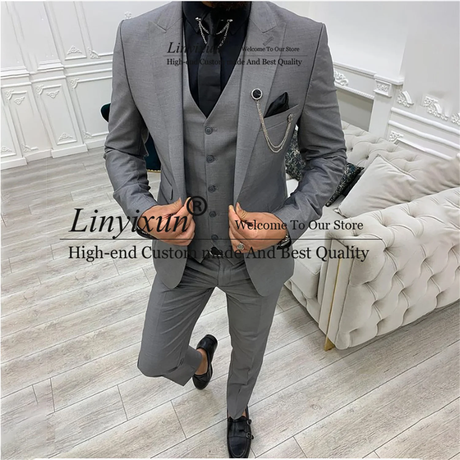 Casual Grey Mens Suit For Wedding Formal Business Male Blazer Best Man Slim Fit Groom Tuxedo Jacket Vest Pants Set Costume Homme
Casual Grey Mens Suit For Wedding Formal Business Male Blazer Best Man Slim Fit Groom Tuxedo Jacket Vest Pants Set Costume Homme