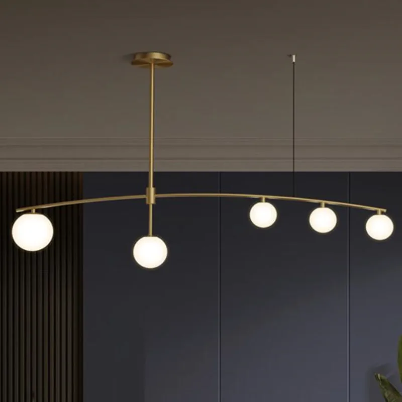 Modern minimalist glass ball gold/black iron chandelier Nordic indoor long chandelier office bar kitchen restaurant lighting
Modern minimalist glass ball gold/black iron chandelier Nordic indoor long chandelier office bar kitchen restaurant lighting