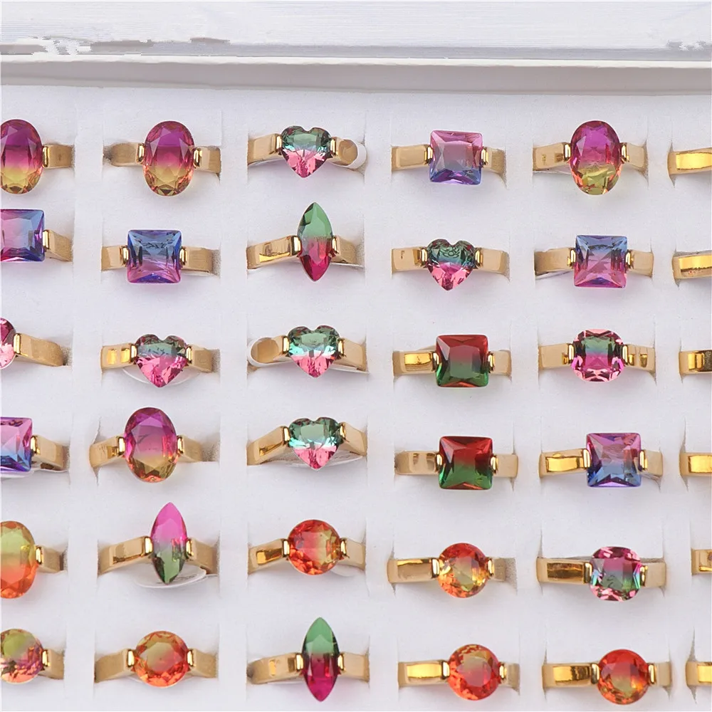 20pcs/lot Fashion Stainless Steel Colorful Zircon Gold Color Love Rings For Women Mix Style Wedding Jewelry Party Gift Wholesale
20pcs/lot Fashion Stainless Steel Colorful Zircon Gold Color Love Rings For Women Mix Style Wedding Jewelry Party Gift Wholesale