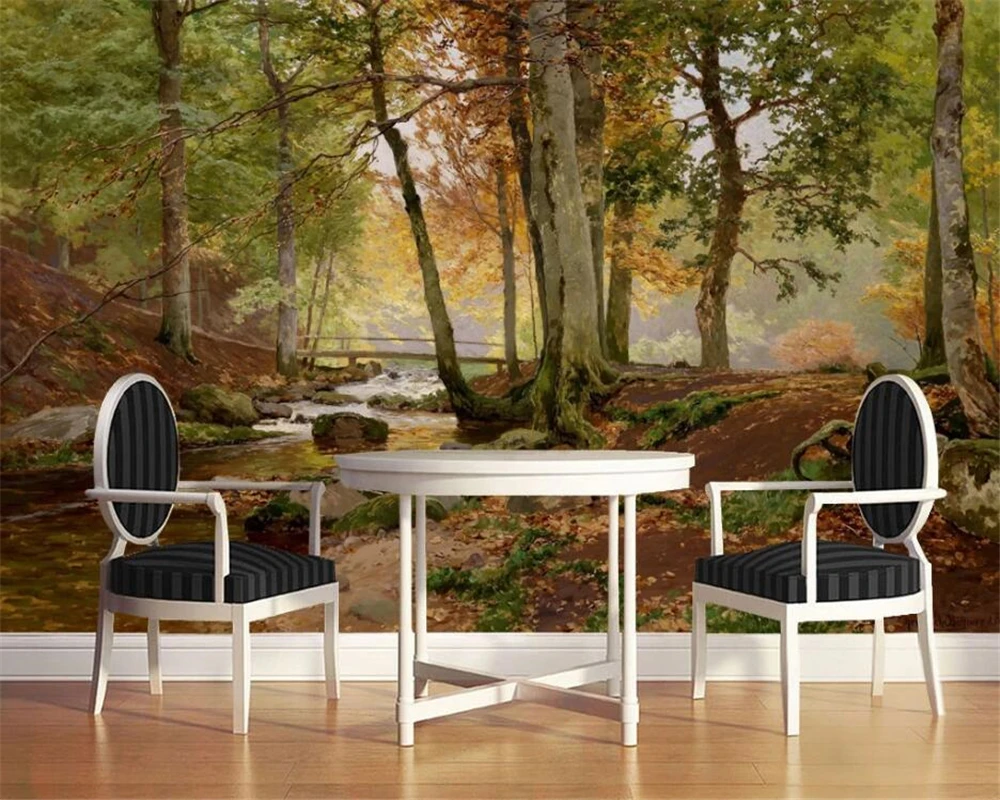 beibehang Customized modern stylish wallpaper landscape oil painting forest stream TV background wall papers home decor
beibehang Customized modern stylish wallpaper landscape oil painting forest stream TV background wall papers home decor