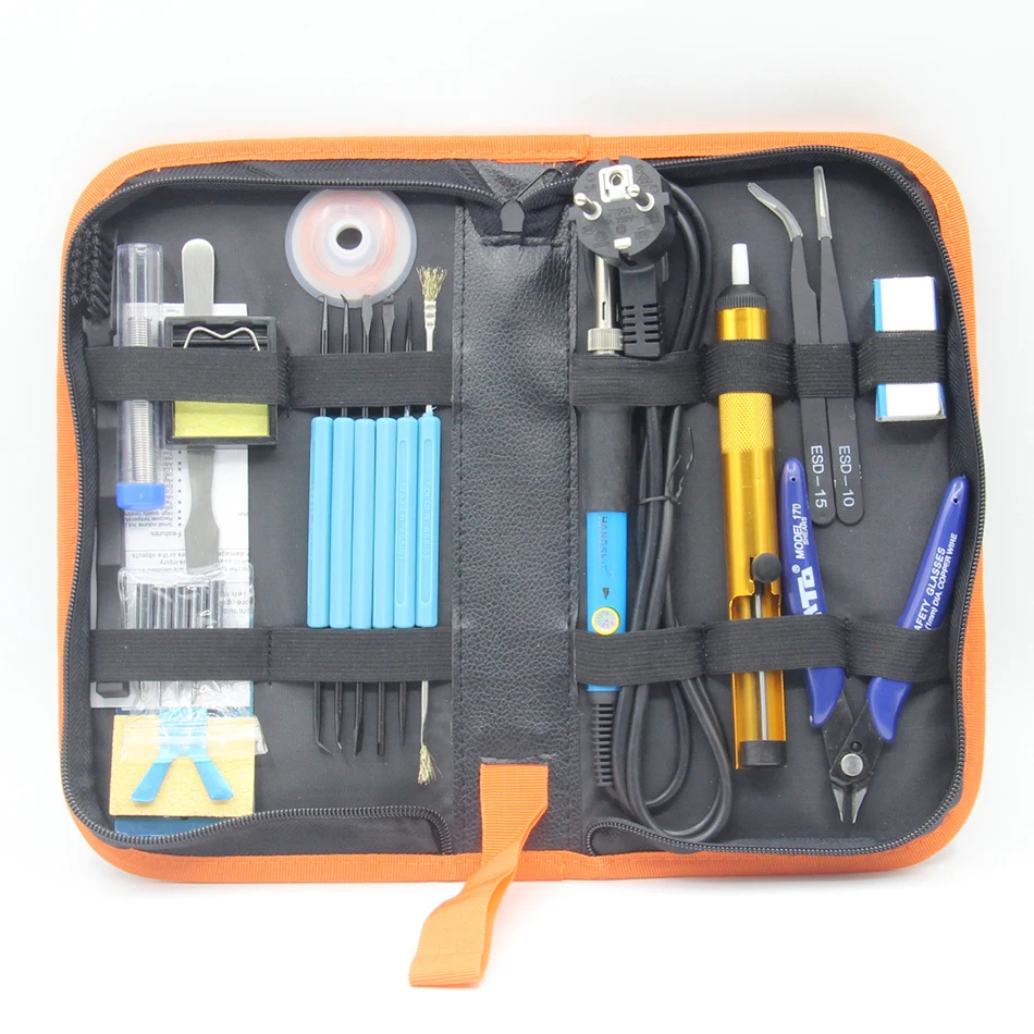 60w 220v Adjustable Temperature Soldering Iron Kit Tips Desoldering Pump+Soldering Iron Stand Tweezers Solder Wire Rosin
60w 220v Adjustable Temperature Soldering Iron Kit Tips Desoldering Pump+Soldering Iron Stand Tweezers Solder Wire Rosin