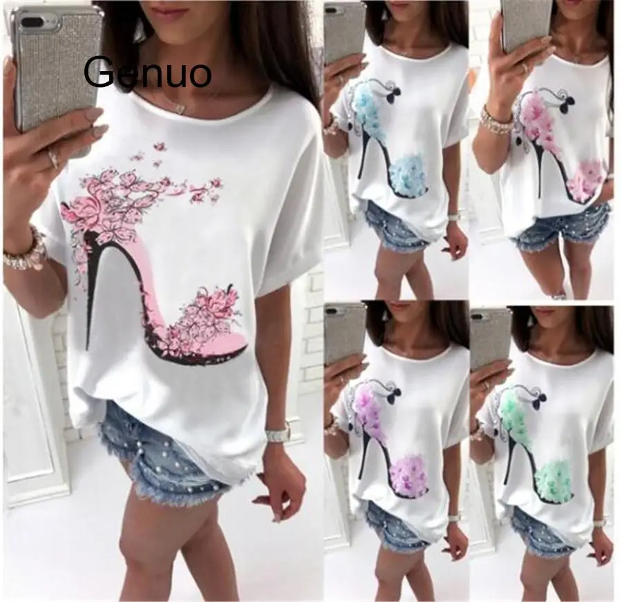 Women's T-shirt Solid Cotton Linen Short Sleeve High Heels Printed Tops Beach Fashion Tops
Women's T-shirt Solid Cotton Linen Short Sleeve High Heels Printed Tops Beach Fashion Tops
