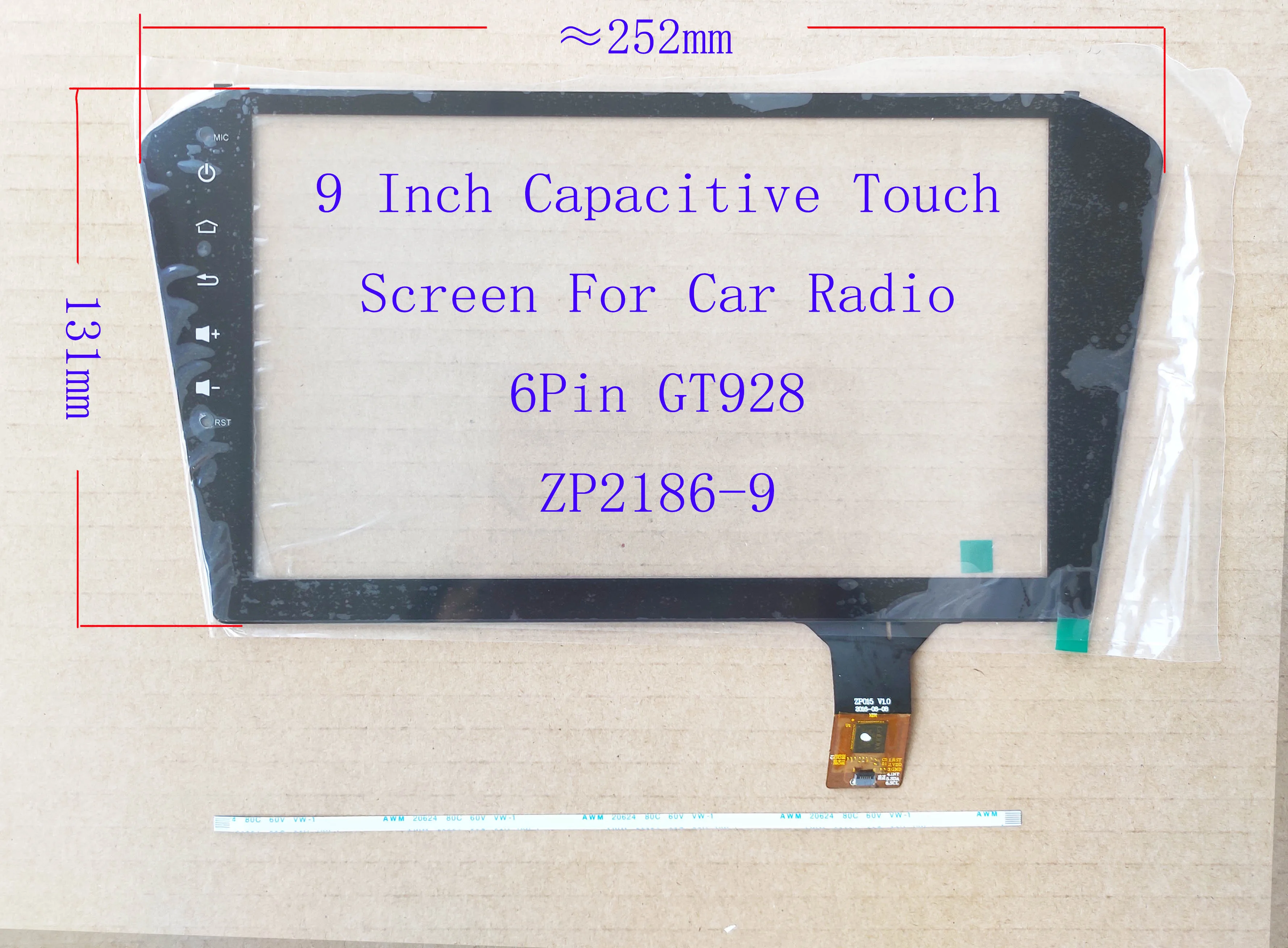 9 Inch Universal Capacitive Touch Screen Digitizer Sensor For Radio 252*131mm 6Pin GT911 ZP2186-9
9 Inch Universal Capacitive Touch Screen Digitizer Sensor For Radio 252*131mm 6Pin GT911 ZP2186-9