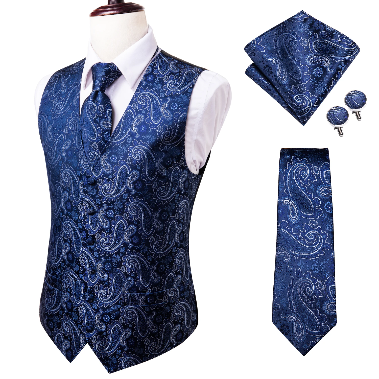 Hi-Tie Navy Lurxury Design Paisley Silk Vest Set For Men Jacquard Men's Suit Vest Male Waistcoat For Dress Wedding Formal Jacket
Hi-Tie Navy Lurxury Design Paisley Silk Vest Set For Men Jacquard Men's Suit Vest Male Waistcoat For Dress Wedding Formal Jacket