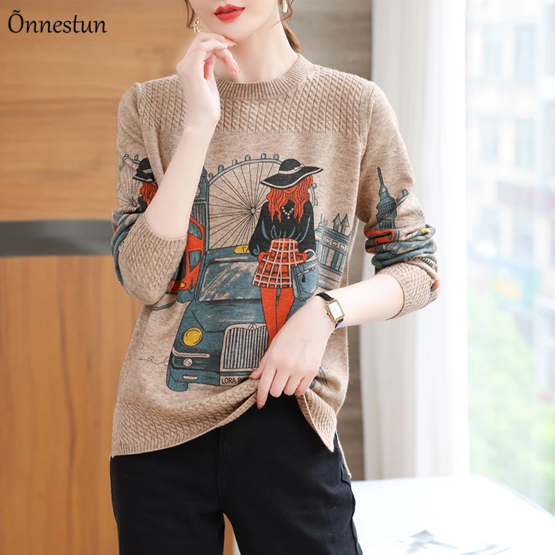 Print Women's Sweaters Autumn Spring Women Clothing Pullover Long Sleeve Top Femme O Neck Knitted Sweater
Print Women's Sweaters Autumn Spring Women Clothing Pullover Long Sleeve Top Femme O Neck Knitted Sweater