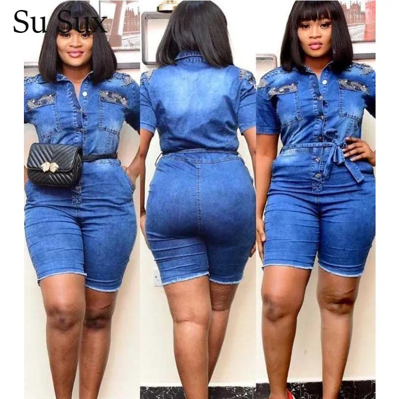 Jeans Jumpsuit Women Rompers Bodycon Denim Peal Short Sleeve Short Pants Belt Jumpsuit Bandage High Quality Vestidos 2020 Africa
Jeans Jumpsuit Women Rompers Bodycon Denim Peal Short Sleeve Short Pants Belt Jumpsuit Bandage High Quality Vestidos 2020 Africa