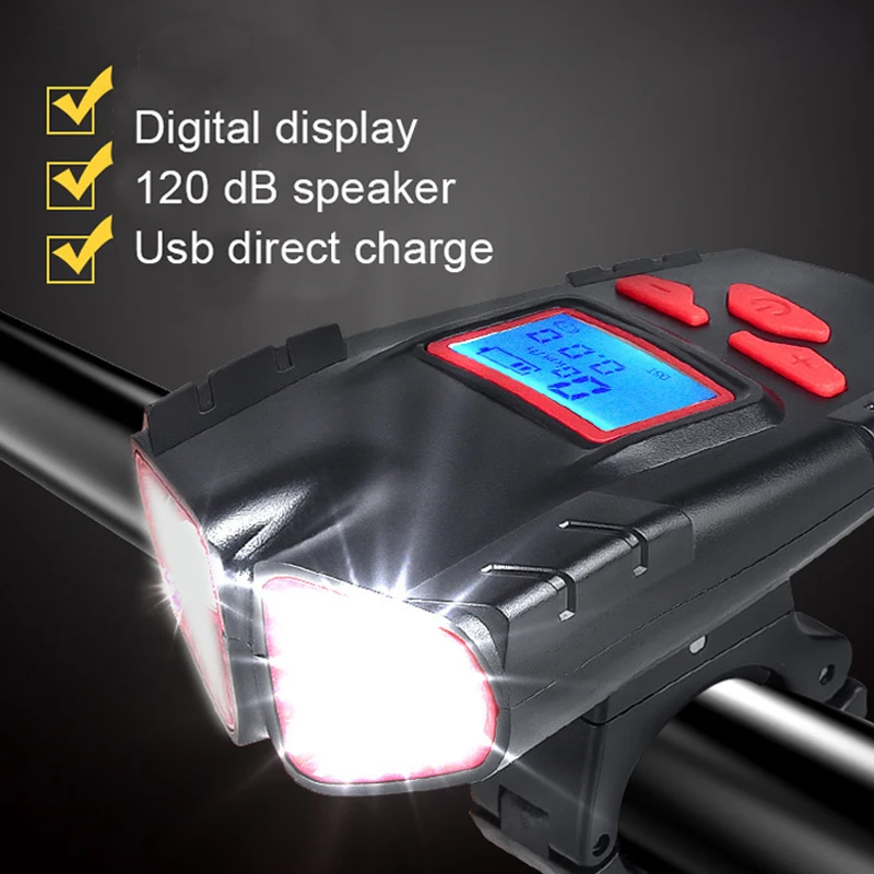 Speedometer Double Bicycle Light Headlight 4 Mode Rechargeable Bike Computer Waterproof Light Bell Led Front Lights Cycling Lamp
Speedometer Double Bicycle Light Headlight 4 Mode Rechargeable Bike Computer Waterproof Light Bell Led Front Lights Cycling Lamp