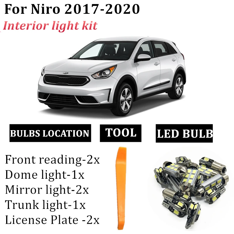 8x Car Interior Light Kit For 2017 2018 2019 2020 Kia Niro T10 LED Dome Reading License Plate Lights Mirror Makeup Trunk Lamps
8x Car Interior Light Kit For 2017 2018 2019 2020 Kia Niro T10 LED Dome Reading License Plate Lights Mirror Makeup Trunk Lamps