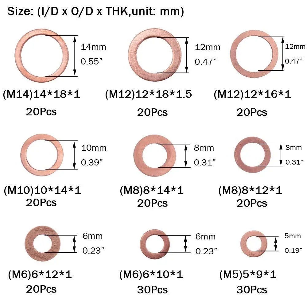 280Pcs Copper Sealing Solid Gasket Washer Sump Plug Oil For Boat Crush Flat Seal Ring Tool Hardware Accessories Pack New
280Pcs Copper Sealing Solid Gasket Washer Sump Plug Oil For Boat Crush Flat Seal Ring Tool Hardware Accessories Pack New