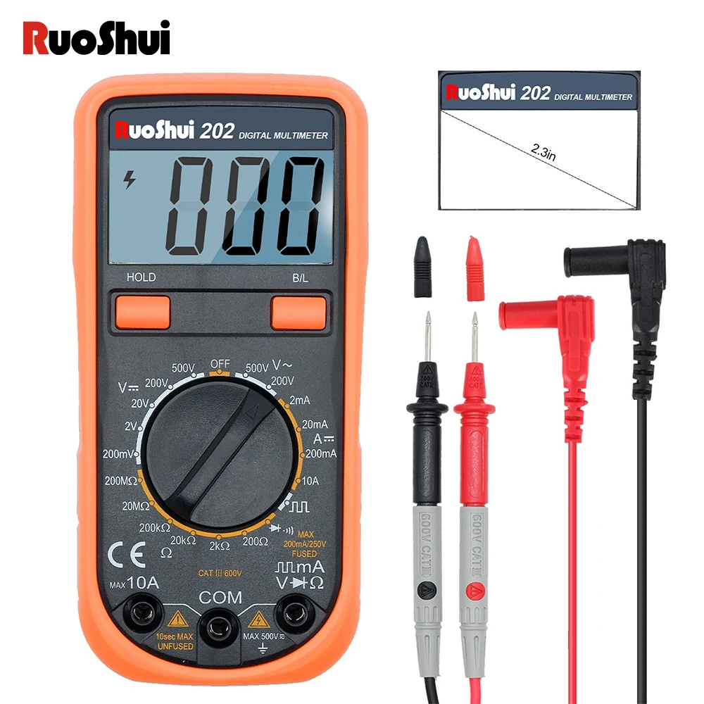 RuoShui 202 Mini Multimeter Portable Professional Measure Voltage Current Resistance Meter Ture RMS Family Pocket Digital Tester
RuoShui 202 Mini Multimeter Portable Professional Measure Voltage Current Resistance Meter Ture RMS Family Pocket Digital Tester