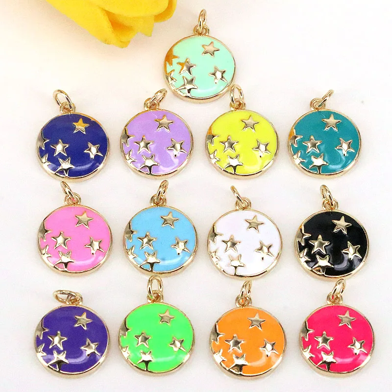 10Pcs Charm popular multicolor enamel coin shape pendant with star pattern for women jewelry making
10Pcs Charm popular multicolor enamel coin shape pendant with star pattern for women jewelry making