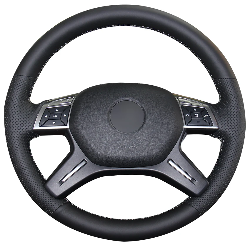 Hand-stitched Black Leather Custom Car Steering Wheel Cover for Mercedes-Benz GL350 ML350
Hand-stitched Black Leather Custom Car Steering Wheel Cover for Mercedes-Benz GL350 ML350