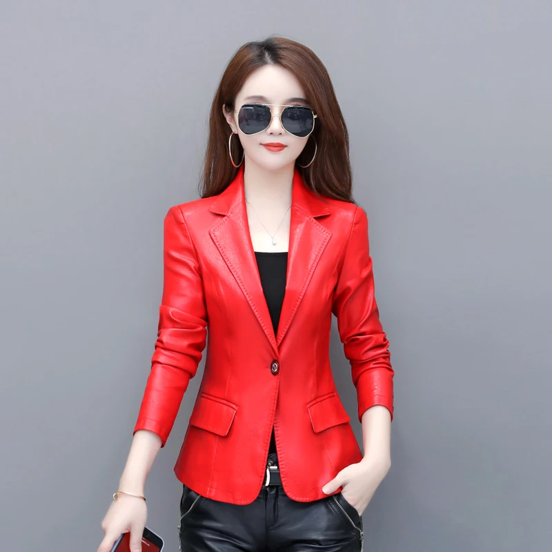 Hot 2023 Spring New Leather Clothes Woman Short Slim Blazer Korean Slim Sheepskin Jacket Women's Suit Collar Fashion Office Coat
Hot 2023 Spring New Leather Clothes Woman Short Slim Blazer Korean Slim Sheepskin Jacket Women's Suit Collar Fashion Office Coat