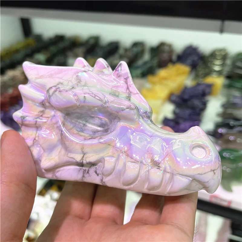 4inch Natural Aura Howlite Crystal Handmade Carved Dragon Head Skull Polished Animal Powerful Statue for Home Decoration Gift
4inch Natural Aura Howlite Crystal Handmade Carved Dragon Head Skull Polished Animal Powerful Statue for Home Decoration Gift
