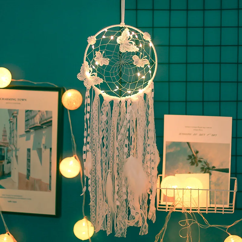 Dream Catcher National Feather Ornaments Lace Ribbons Feathers Wrapped Lights Dreamcatcher Hanging Decorations Wind Chimes new
Dream Catcher National Feather Ornaments Lace Ribbons Feathers Wrapped Lights Dreamcatcher Hanging Decorations Wind Chimes new