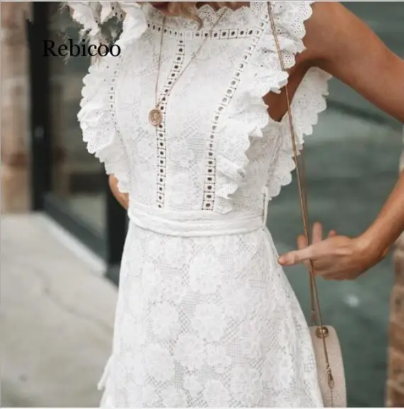 Summer Dress Women Sexy Flare Sleeve Lace Crochet Hollow Out Party Mini Dress Bohemian Beach Holiday Vestidos
Summer Dress Women Sexy Flare Sleeve Lace Crochet Hollow Out Party Mini Dress Bohemian Beach Holiday Vestidos
