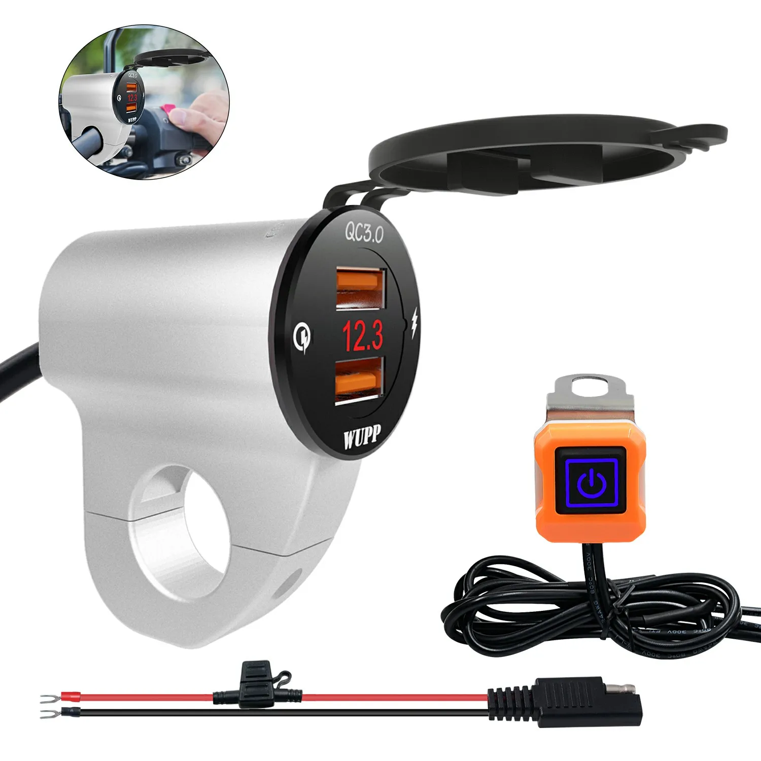 Waterproof Aluminum Alloy Dual USB Charger Socket Power Outlet with Voltmeter LED light for QC3.0 Car Motorcycle
Waterproof Aluminum Alloy Dual USB Charger Socket Power Outlet with Voltmeter LED light for QC3.0 Car Motorcycle