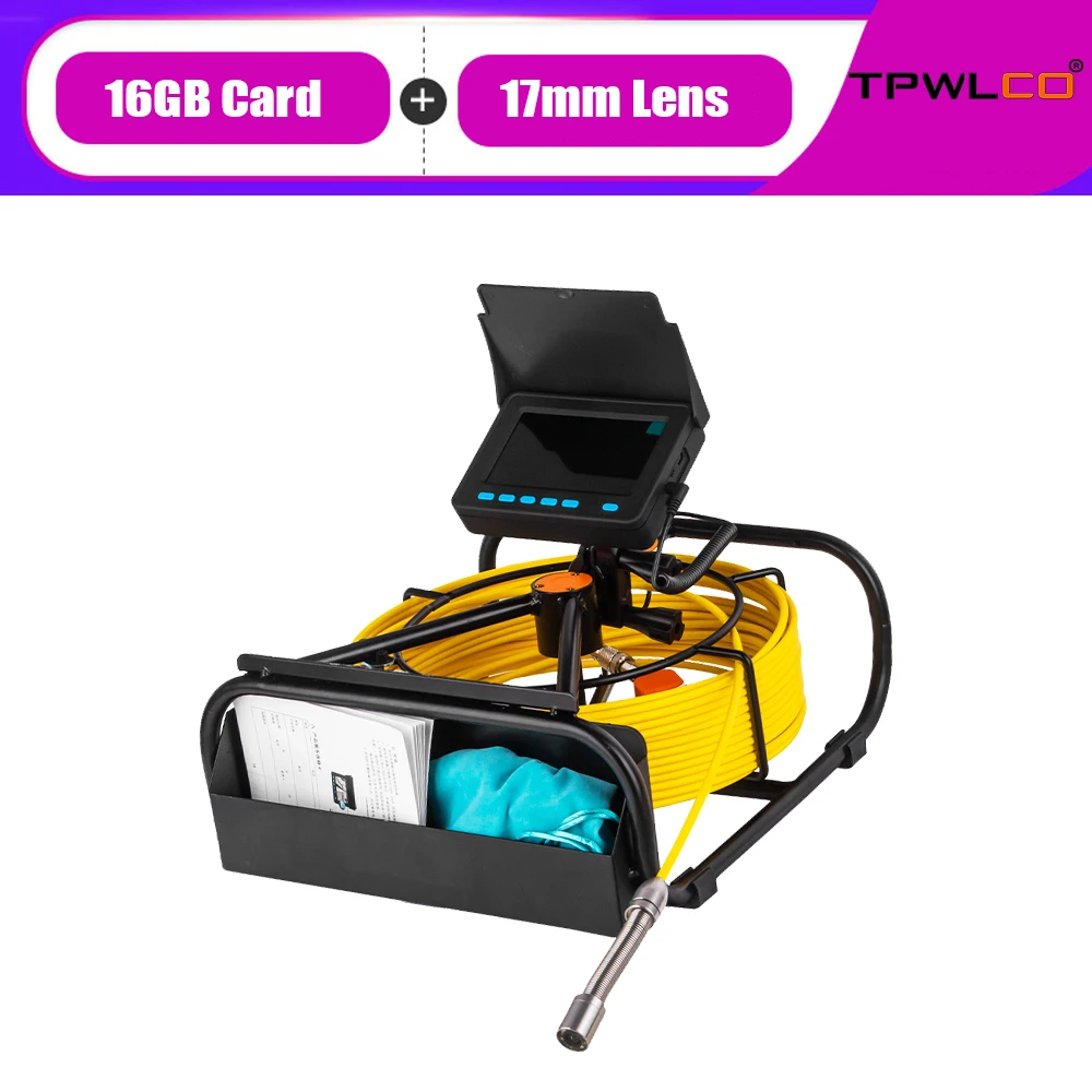 10-50m Cable 17mm Pipe Inspection Camera with 16GB Card DVR Function Drain Industrial Endoscope IP68 Waterproof 4.3inch Screen
10-50m Cable 17mm Pipe Inspection Camera with 16GB Card DVR Function Drain Industrial Endoscope IP68 Waterproof 4.3inch Screen