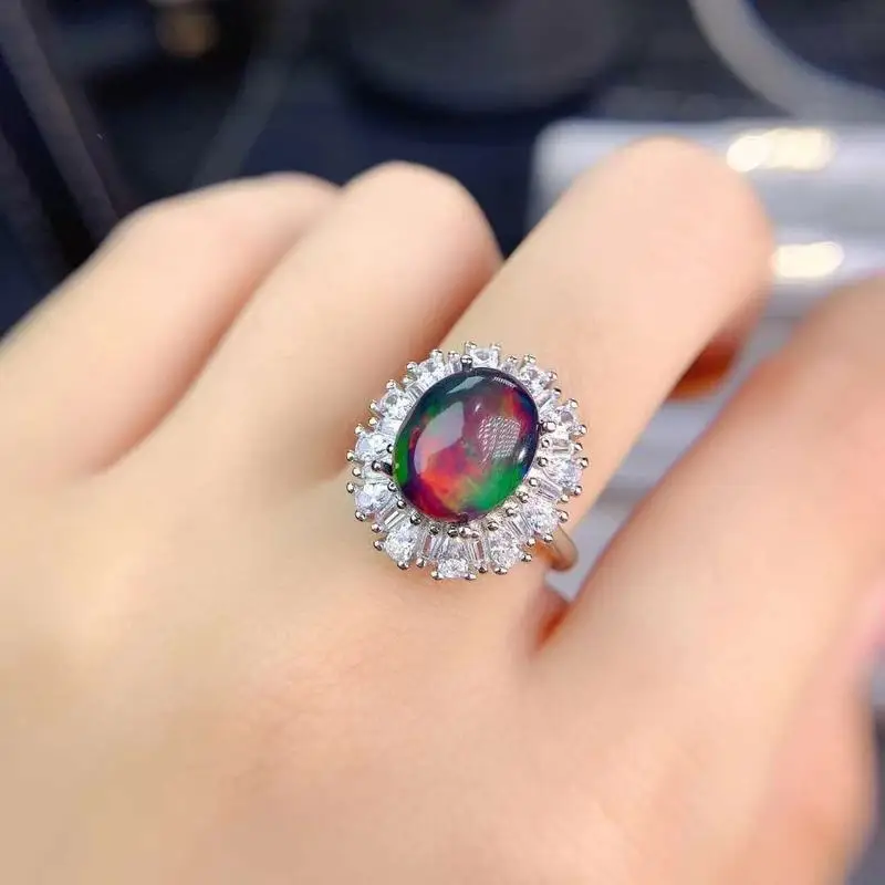 Big Size9*11mm Natural Black Anustralian Opal with Beacutiful Color for Girl 925 Sterling Silver Rings
Big Size9*11mm Natural Black Anustralian Opal with Beacutiful Color for Girl 925 Sterling Silver Rings