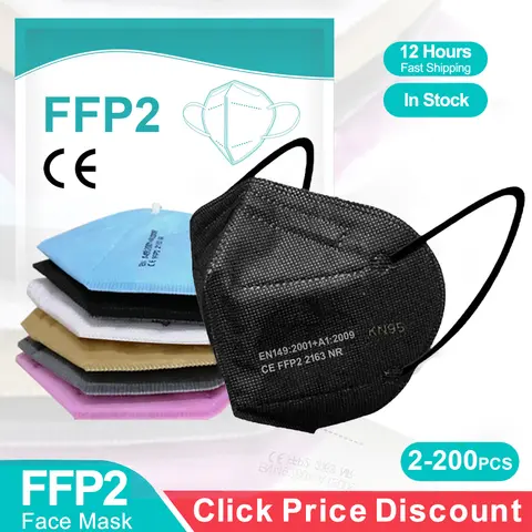 5 Layers Non-wove Adult ffp2 mask kn95 reusable mascarillas fpp2 mask KN95 CE Certified FFP2 face mask mascarilla kn95