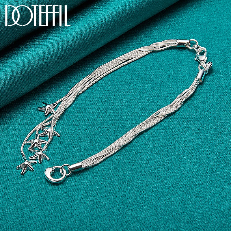 DOTEFFIL 925 Sterling Silver Five Solid Starfish Snake Chain Bracelet For Women Charm Wedding Engagement Fashion Party Jewelry
DOTEFFIL 925 Sterling Silver Five Solid Starfish Snake Chain Bracelet For Women Charm Wedding Engagement Fashion Party Jewelry