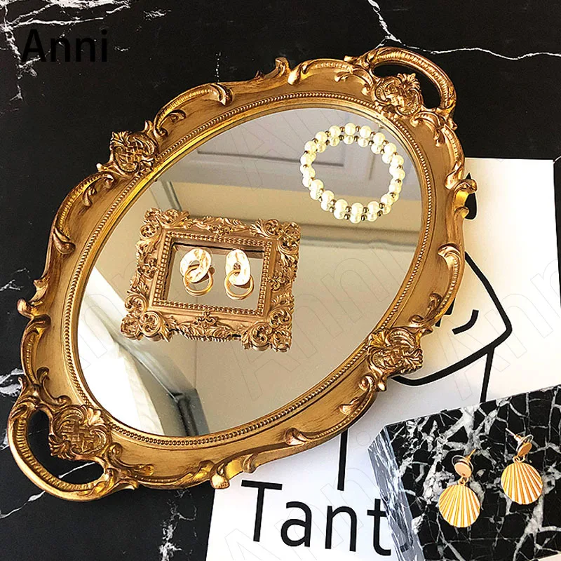 Creative Relief Craft Mirror Trays Decorative European Vintage Jewelry Cosmetic Storage Display Tray Wedding Decoration Ornament
Creative Relief Craft Mirror Trays Decorative European Vintage Jewelry Cosmetic Storage Display Tray Wedding Decoration Ornament