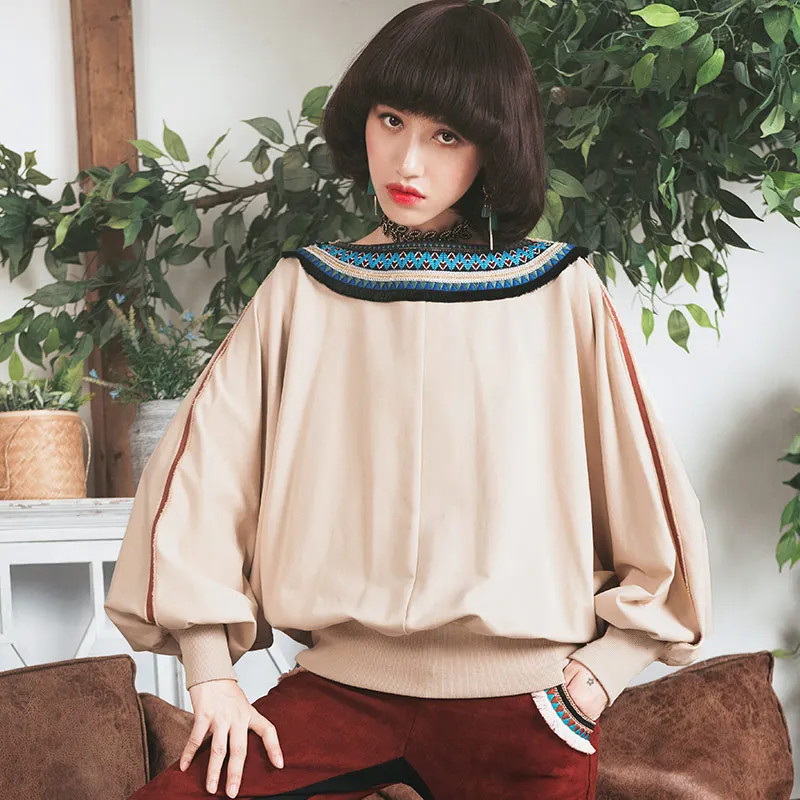 Autumn Winter Spring Women Casual Loose Shirt Ladies Embroidery Ribbon O-Neck Long Batwing Sleeve All-Match Cotton Hoodie Shirts
Autumn Winter Spring Women Casual Loose Shirt Ladies Embroidery Ribbon O-Neck Long Batwing Sleeve All-Match Cotton Hoodie Shirts