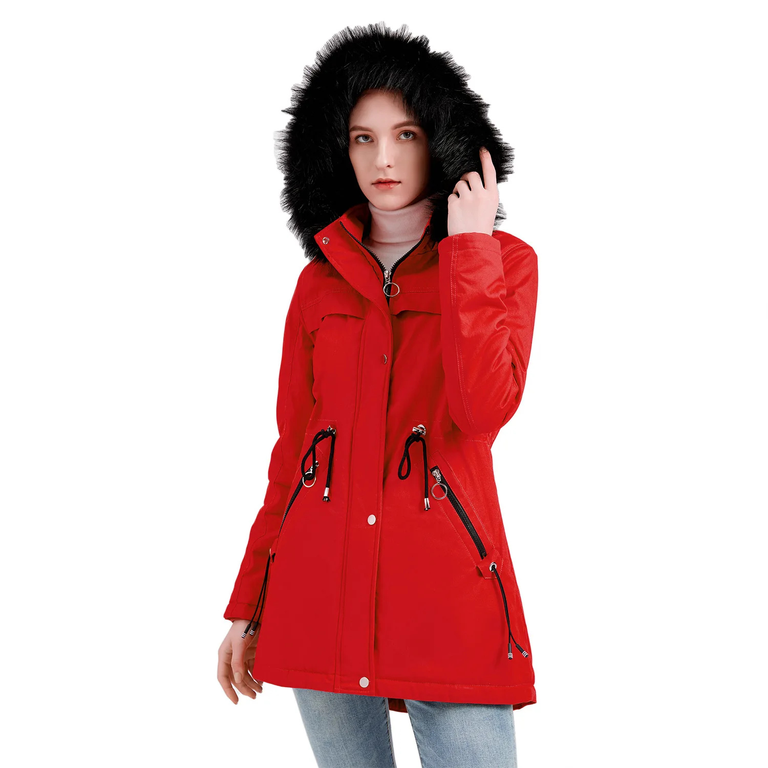 Winter Parkas Detachable Hat Fur Wool Collar Warm Plush Long Coat Women 2022 Red Cotton Padded Thicken Jacket Kn521
Winter Parkas Detachable Hat Fur Wool Collar Warm Plush Long Coat Women 2022 Red Cotton Padded Thicken Jacket Kn521