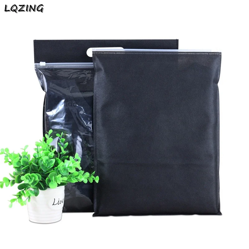 Black Non Woven Fabric Handle Bag One Sided Clear Ziplock Plastic Bags For Clothing/Underwear Retail Travel Packaging Pouches
Black Non Woven Fabric Handle Bag One Sided Clear Ziplock Plastic Bags For Clothing/Underwear Retail Travel Packaging Pouches