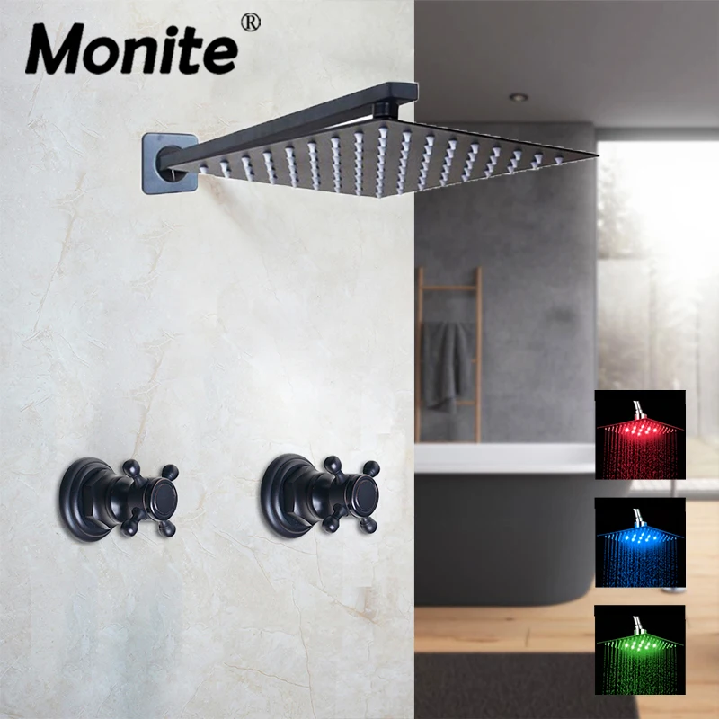 Monite Matte Black Bathroom Shower Faucet & Shower Arm LED Black Shower Set Bathroom Bathtub Rainfall Square Shower Head Faucet
Monite Matte Black Bathroom Shower Faucet & Shower Arm LED Black Shower Set Bathroom Bathtub Rainfall Square Shower Head Faucet