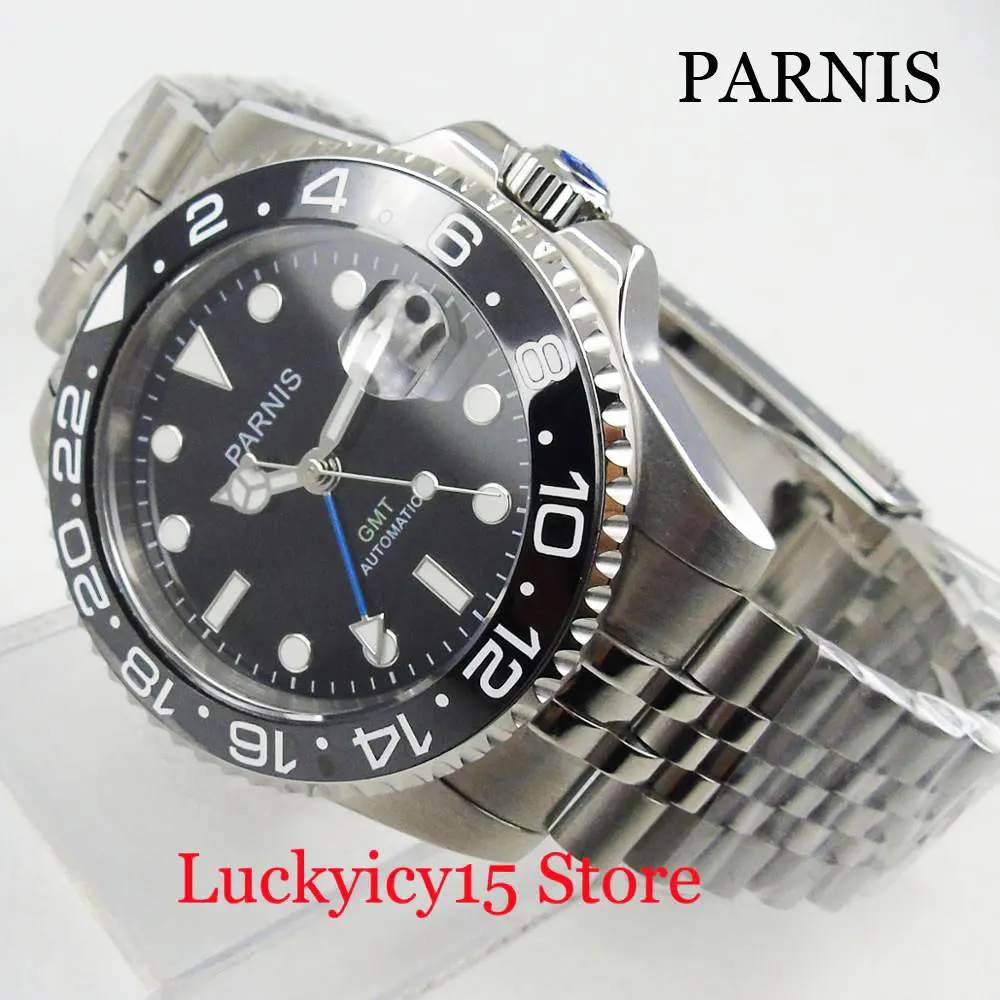 PARNIS GMT Function Self Winding Men's Watch Automatic MINGZHU 3804 Movement Silver Color Case And 20mm width Mental Strap
PARNIS GMT Function Self Winding Men's Watch Automatic MINGZHU 3804 Movement Silver Color Case And 20mm width Mental Strap