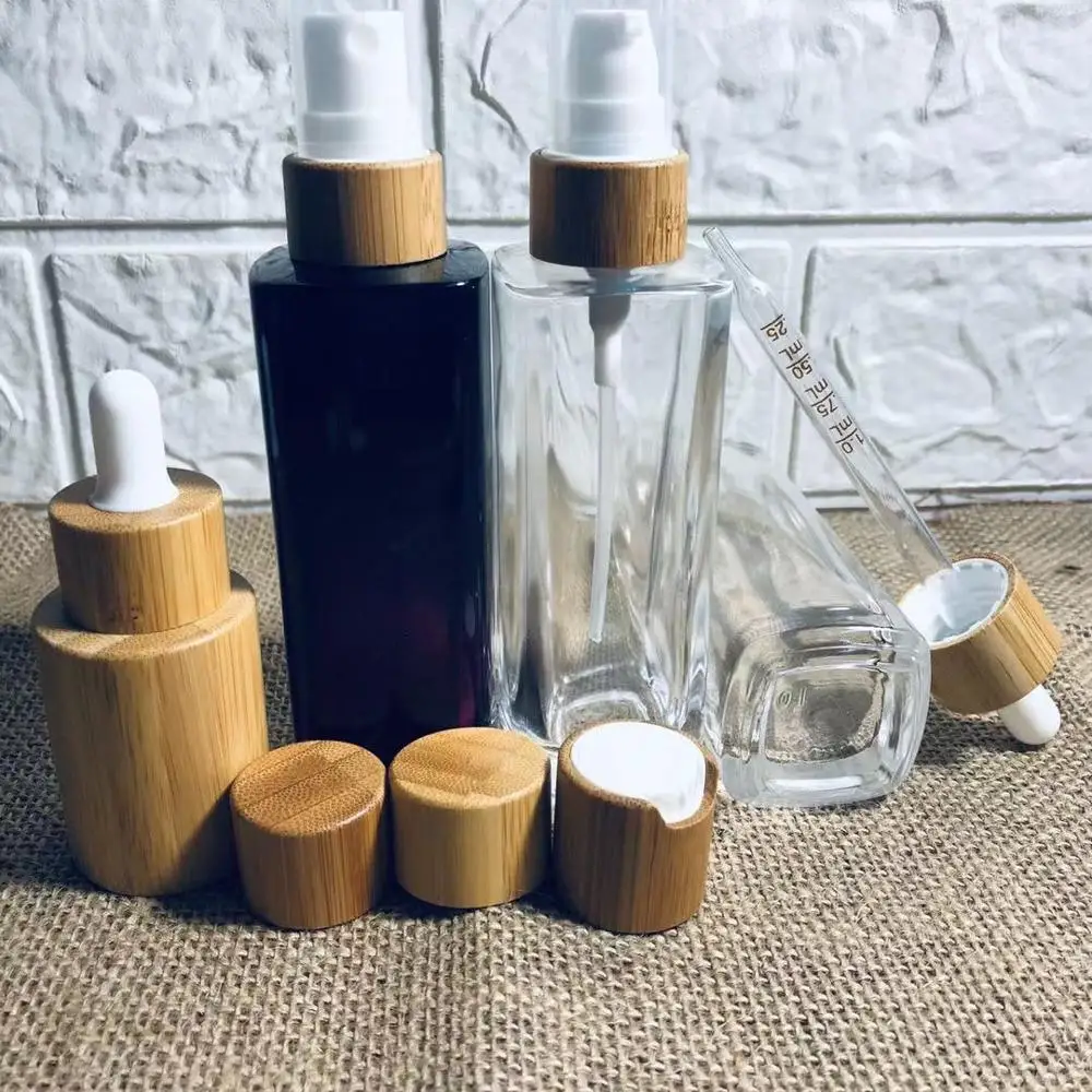 Wholesale Custome Logo Square Clear Glass Spray Bottles With Bamboo Lid For Cosmetic Lotion Perfume Bottle Skin Care Containers
Wholesale Custome Logo Square Clear Glass Spray Bottles With Bamboo Lid For Cosmetic Lotion Perfume Bottle Skin Care Containers
