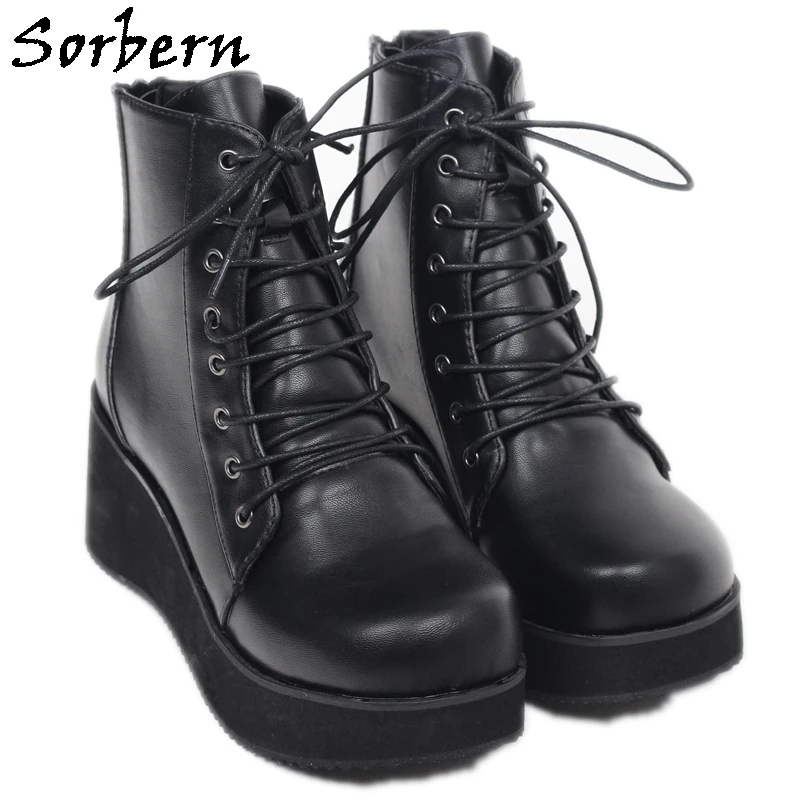 Sorbern Black Wedge Platform Boots Women Lace Up Big Toes Ankle Boots Shoes Platform Black Shoes Exotic Heels Custom Colors
Sorbern Black Wedge Platform Boots Women Lace Up Big Toes Ankle Boots Shoes Platform Black Shoes Exotic Heels Custom Colors