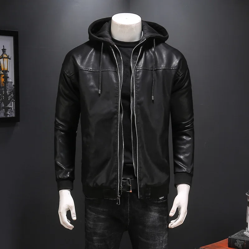 Autumn Winter New Leather Mens Trend Motorcycle Hooded Jacket And Coat Korean Youth PU Casaco Masculino Male Clothing
Autumn Winter New Leather Mens Trend Motorcycle Hooded Jacket And Coat Korean Youth PU Casaco Masculino Male Clothing