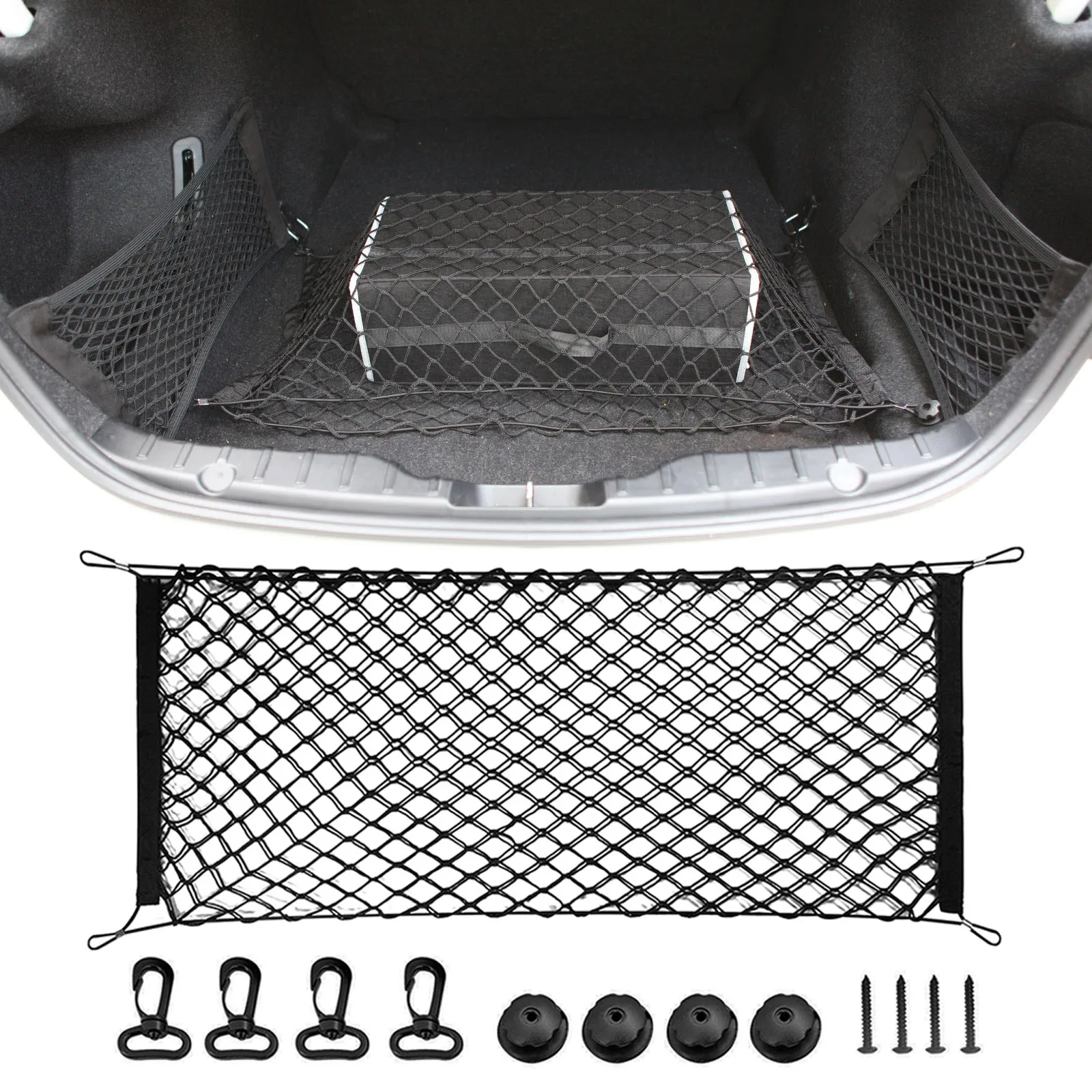 Car Trunk Rear Storage Cargo Luggage Nylon Elastic Net Mesh Seat Back Magic Sticker Bag Cage Auto Organizer For Van Pickup SUV
Car Trunk Rear Storage Cargo Luggage Nylon Elastic Net Mesh Seat Back Magic Sticker Bag Cage Auto Organizer For Van Pickup SUV