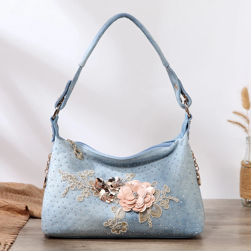 iPinee Elegant Soft Washed Denim Crossbody Shoulder Bag for Women with Beautiful Flowers Perfect Quality Fashion Handbag
iPinee Elegant Soft Washed Denim Crossbody Shoulder Bag for Women with Beautiful Flowers Perfect Quality Fashion Handbag